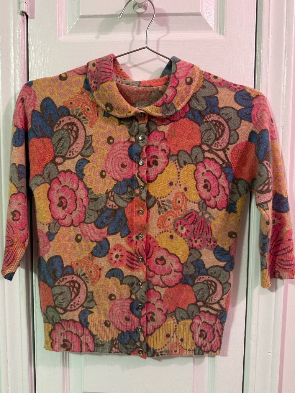 $40-Cynthia Cynthia Steffe Women’s Cashmere Cardigan Floral Sweater-XS
